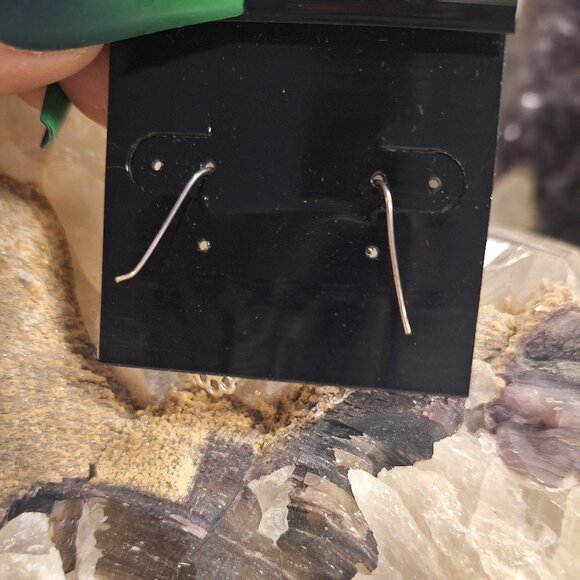 Vintage Sterling Silver with Obsidian Earrings - Picture 2 of 2